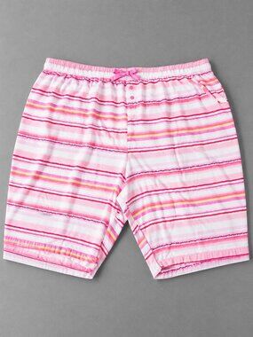 Women's Pink Striped Cotton Lounge Pajama Shorts stretchy lightweight XL